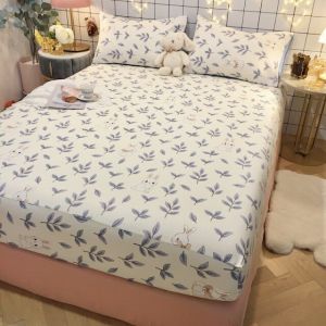                                                                                                          Home Landing Bedding, Sheets & Pillows Modern Fitted Bed Sheet Soft 100% Cotton Cute Bed Sheets Elastic Band Mattress Cover Full Queen King Size Bed Sheet with Cover