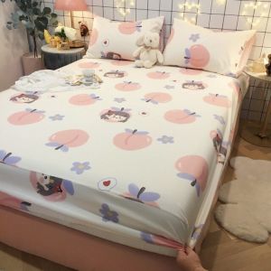                                                                                                          Home Landing Bedding, Sheets & Pillows Modern Fitted Bed Sheet Soft 100% Cotton Cute Bed Sheets Elastic Band Mattress Cover Full Queen King Size Bed Sheet with Cover