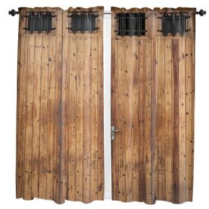 Vintage Farm Wood Door Rustic Curtains Home Decor Living Room Kitchen Balcony Room Window Curtain Bedroom Patio Decoration