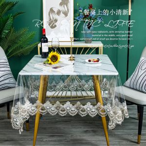                                                                                                          Home Landing Tablecloths & Rugs Transparent Soft Glass Table Cloth Soft PVC Drooping Tablecloth Transparent Embroidered Square Table Cloth Waterproof Table Mat