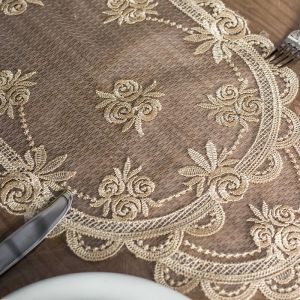                                                                                                          Home Landing Tablecloths & Rugs PVC Transparent Tablecloth with Golden Lace Waterproof Oil-proof Table Cover Coffee Table Crystal Plate Embroidered Table Cloth