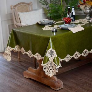                                                                                                          Home Landing Tablecloths & Rugs PU Leather Waterproof Tablecloth Rectangular Lace Table Runner Dining Square Table Cover Anti-stain Birthday Party Kitchen