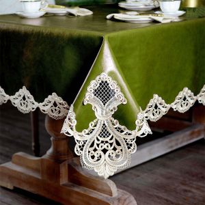                                                                                                          Home Landing Tablecloths & Rugs PU Leather Waterproof Tablecloth Rectangular Lace Table Runner Dining Square Table Cover Anti-stain Birthday Party Kitchen
