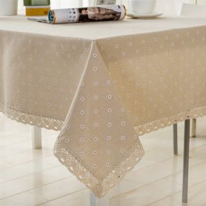                                                                                                          Home Landing Tablecloths & Rugs Flower Pattern Tablecloth Linen Cotton Table Cloth with Lace Dining Table Cover ritual rectangular waterproof tablecloth wzpi