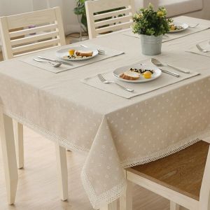                                                                                                          Home Landing Tablecloths & Rugs Flower Pattern Tablecloth Linen Cotton Table Cloth with Lace Dining Table Cover ritual rectangular waterproof tablecloth wzpi