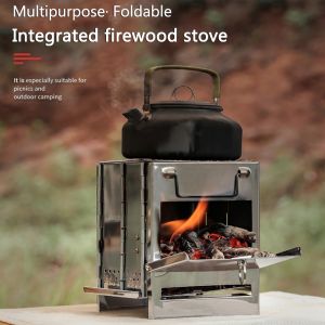                                                                                                          Home Landing Kitchen products Mini Outdoor Firewood Stove Portable Camping Picnic BBQ Travel Folding Stainless Steel Wood Stove Charcoal Cooking Grill