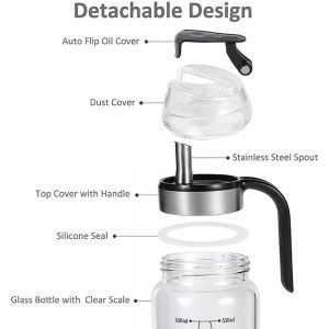                                                                                                          Home Landing Kitchen products Leak-proof Glass Oil Bottle Automatic Opening And Closing Oil Tank Meterable Kitchen Gravity Soy Sauce Bottle Vinegar Pot