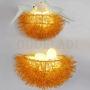                                                                                                          Home Landing Home lighting & LED Bird Nest LED Wall Lamp Children Bedroom Study Room Restaurant Decoration Novelty Wall Light With 3D Birds Art Lamp