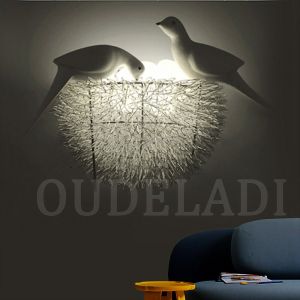                                                                                                          Home Landing Home lighting & LED Bird Nest LED Wall Lamp Children Bedroom Study Room Restaurant Decoration Novelty Wall Light With 3D Birds Art Lamp