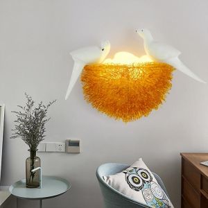Bird Nest LED Wall Lamp Children Bedroom Study Room Restaurant Decoration Novelty Wall Light With 3D Birds Art Lamp