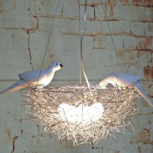                                                                                                          Home Landing Home lighting & LED Creative Aluminum wire Bird's nest Pendant Lights bird egg Nordic art children's room restaurant E27 led Pendant lamp