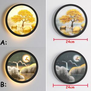                                                                                                          Home Landing Home lighting & LED Nordic Round wall lamps led bedroom bedside lamp balcony aisle living room background decorative painting lamp