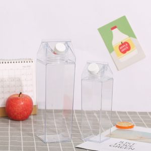                                                                                                          Home Landing Kitchen products 500ml/1000ml Milk Carton Water Bottle Transparent BPA Free Plastic Portable Clear Box for Juice Tea Milk Bottles