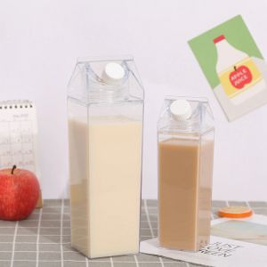                                                                                                          Home Landing Kitchen products 500ml/1000ml Milk Carton Water Bottle Transparent BPA Free Plastic Portable Clear Box for Juice Tea Milk Bottles