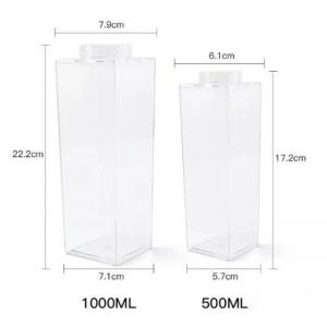                                                                                                          Home Landing Kitchen products 500ml/1000ml Milk Carton Water Bottle Transparent BPA Free Plastic Portable Clear Box for Juice Tea Milk Bottles