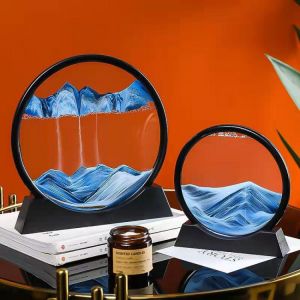Creative 3D Glass Sandscape in Motion Hourglass Moving Sand Frame Art Picture Display Flowing Gift Home Decor 7/12inch Dropship