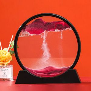                                                                                                          Home Landing Home lighting & LED Creative 3D Glass Sandscape in Motion Hourglass Moving Sand Frame Art Picture Display Flowing Gift Home Decor 7/12inch Dropship