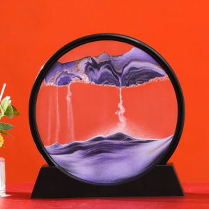                                                                                                          Home Landing Home lighting & LED Creative 3D Glass Sandscape in Motion Hourglass Moving Sand Frame Art Picture Display Flowing Gift Home Decor 7/12inch Dropship