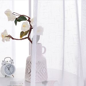                                                                                                          Home Landing Curtains LISM Sheer Curtains Living Room Flax Linen Textured Tulle Curtain Panel Bedroom Kitchen Window Treatment Home Decoration Drapes