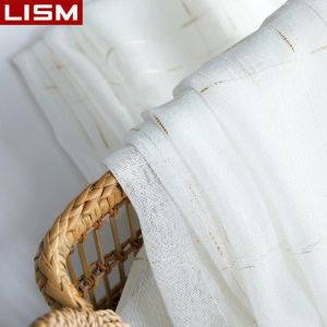 LISM Sheer Curtains Living Room Flax Linen Textured Tulle Curtain Panel Bedroom Kitchen Window Treatment Home Decoration Drapes