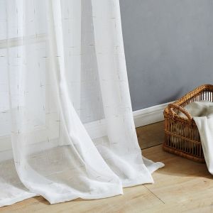                                                                                                          Home Landing Curtains LISM Sheer Curtains Living Room Flax Linen Textured Tulle Curtain Panel Bedroom Kitchen Window Treatment Home Decoration Drapes