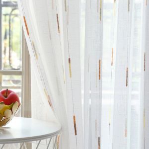                                                                                                          Home Landing Curtains Linen White Bedroom Gauze Striped Screens Green Tulle Curtains Bay Window Translucent Partition Curtains For Living Room M202#5