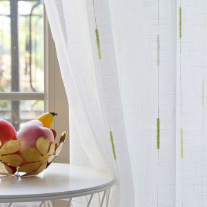                                                                                                          Home Landing Curtains Linen White Bedroom Gauze Striped Screens Green Tulle Curtains Bay Window Translucent Partition Curtains For Living Room M202#5