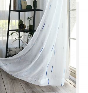                                                                                                          Home Landing Curtains Linen White Bedroom Gauze Striped Screens Green Tulle Curtains Bay Window Translucent Partition Curtains For Living Room M202#5