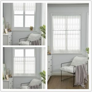Linen Short Curtain For Kitchen Bathroom Bookcase Mould Proof Easy Install Embroidery White, Provide Bulk Purchase