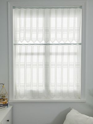                                                                                                          Home Landing Curtains Linen Short Curtain For Kitchen Bathroom Bookcase Mould Proof Easy Install Embroidery White, Provide Bulk Purchase