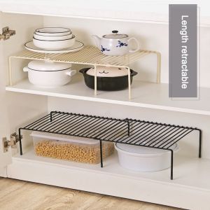                                                                                                          Home Landing Kitchen products Cabinet Shelf Organizers Stackable Expandable Set of 2 Metal Kitchen Counter Metal Shelves Pantry Bedroom Storage Racks 2pcs