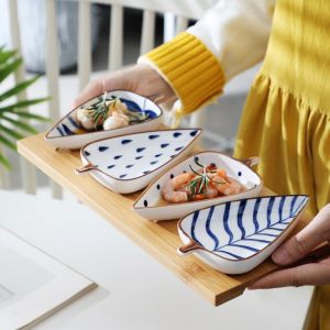                                                                                                          Home Landing Pots & Plates Creative Leaf Shape Seasoning Bowl Ceramic Multipurpose Small Plates Appetizers Snack Dish Sauce Kitchen Dishes Sushi Cake Tray