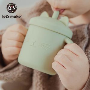                                                                                                          Home Landing Kitchen products Let'S Make 1PC Baby Feeding Cups Cute Cartoon Cat Baby Learning Cups Food Grade For Toddlers & Kids With Silicone Sippy Cup