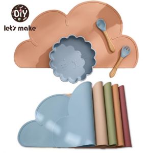 Let's Make 1pc Silicone Placemat Cloud Shape Food Grade Heat Resistant Kids Plate Mat Kids Portable Placemat for Dining Table