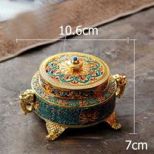                                                                                                          Home Landing Air Freshener & Candles ERMAKOVA Incense Holders Incense Burner Tibetan Style Painted Enamel Zinc Alloy Coil Incense Holder Home Office Decoration Gift