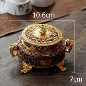                                                                                                          Home Landing Air Freshener & Candles ERMAKOVA Incense Holders Incense Burner Tibetan Style Painted Enamel Zinc Alloy Coil Incense Holder Home Office Decoration Gift