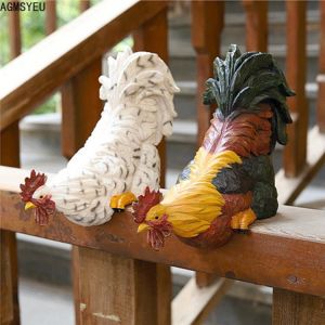 Simple and Creative Simulation Animal Rooster Sculpture Resin Crafts Decoration Outdoor Garden Rockery Pool Fish Pond Decoration