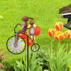                                                                                                          Home Landing Garden & Yard Creative Frog Mantis Metal Wind Spinner Rabbit Cat Windmill Ornaments Vintage Bicycle And Animal Spinner Garden Yard Decor