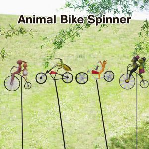                                                                                                          Home Landing Garden & Yard Creative Frog Mantis Metal Wind Spinner Rabbit Cat Windmill Ornaments Vintage Bicycle And Animal Spinner Garden Yard Decor