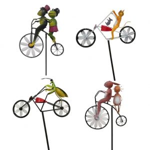                                                                                                          Home Landing Garden & Yard Creative Frog Mantis Metal Wind Spinner Rabbit Cat Windmill Ornaments Vintage Bicycle And Animal Spinner Garden Yard Decor