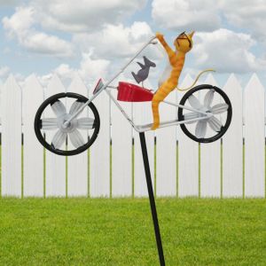                                                                                                          Home Landing Garden & Yard Creative Frog Mantis Metal Wind Spinner Rabbit Cat Windmill Ornaments Vintage Bicycle And Animal Spinner Garden Yard Decor