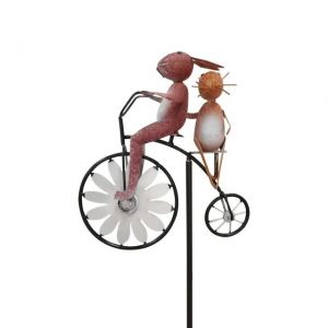                                                                                                          Home Landing Garden & Yard Creative Frog Mantis Metal Wind Spinner Rabbit Cat Windmill Ornaments Vintage Bicycle And Animal Spinner Garden Yard Decor