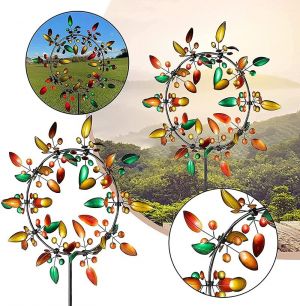                                                                                                          Home Landing Garden & Yard Unique Rainbow Color Metal Windmill Outdoor Wind Spinners Wind Collectors Courtyard Patio Lawn Garden Decoration Gift