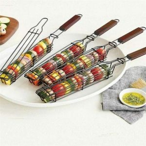                                                                                                          Home Landing Kitchen products Barbecue Baskets BBQ Grill Kitchen Accessories Outdoor Cooking Net Skewers Tools Not Coated Iron Square Rack Roaster Utensils
