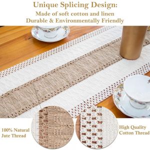                                                                                                          Home Landing Tablecloths & Rugs Macrame Table Runners Burlap Table Cloth Cotton Linen Boho Table Runner with Tassels for Wedding Rustic Home Dining Table Decor