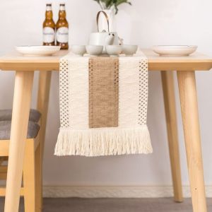                                                                                                          Home Landing Tablecloths & Rugs Macrame Table Runners Burlap Table Cloth Cotton Linen Boho Table Runner with Tassels for Wedding Rustic Home Dining Table Decor